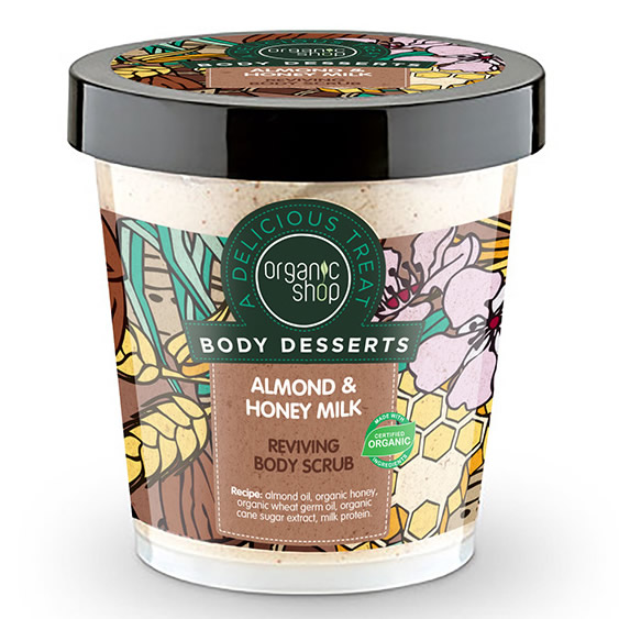 4744183012073-new NATURA SIBERICA Organic Shop Body Desserts Almond & Honey Milk , Αναζωογονητικό απολεπιστικό σώματος