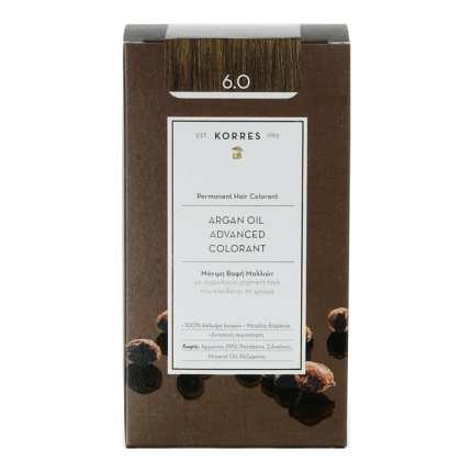 KORRES Μόνιμη Βαφή Μαλλιών, Argan Oil Advanced Colorant, DARK BLONDE 6.0