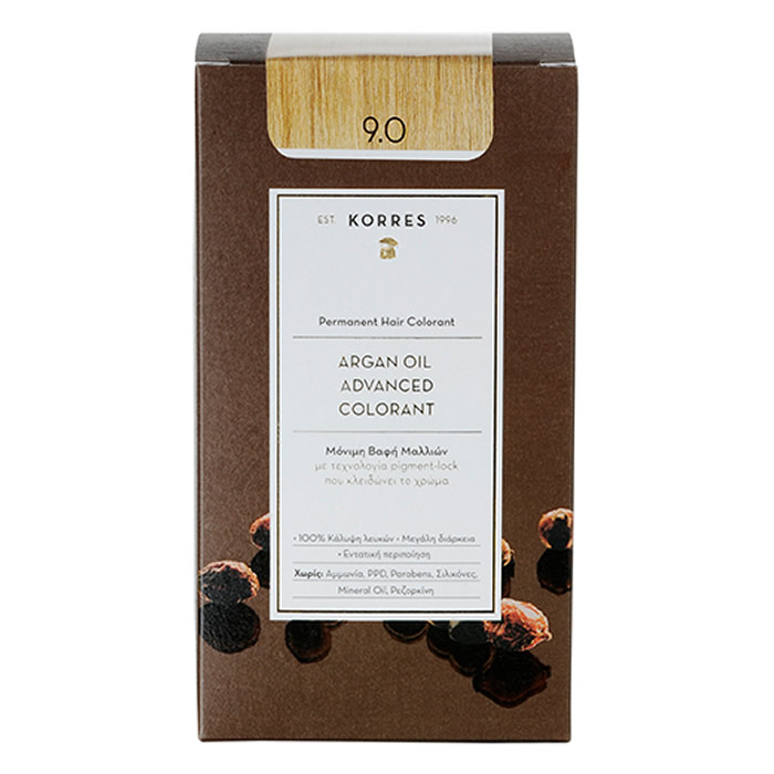 5203069054600-new KORRES Μόνιμη Βαφή Μαλλιών, Argan Oil Advanced Colorant, VERY LIGHT BLONDE 9.0