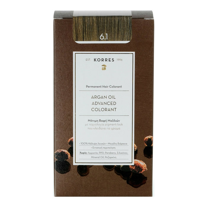 5203069054662-new KORRES Μόνιμη Βαφή Μαλλιών Argan Oil Advanced Colorant ASH DARK BLONDE 6.1