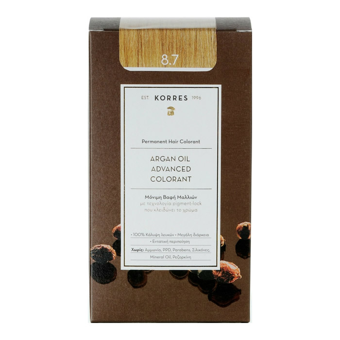 5203069054778-new KORRES Μόνιμη Βαφή Μαλλιών Argan Oil Advanced Colorant TOFFEE 8.7