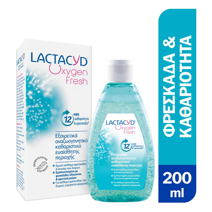 5391520947971 LACTACYD Lactacyd Oxygen Fresh καθαριστικό ευαίσθητης περιοχής, εξαιρετικά αναζωογονητικό, 200ml