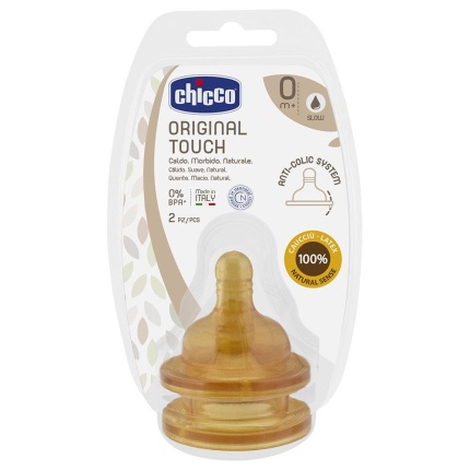 CHICCO Θηλή Καουτσούκ Original Touch Κανονική Ροή 0Μ+ (2Τμχ)