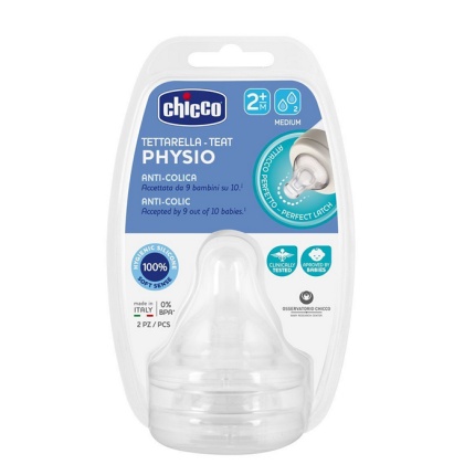 CHICCO Θηλή Σιλικόνης Ρ5 Μέτρια Ροή 2m+ 2τμχ