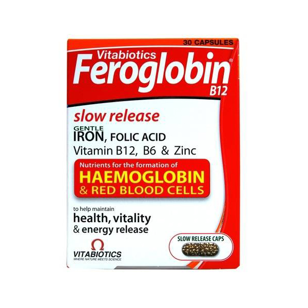 vita-biotics-feroglobin-b12-slow-realease-caps VITABIOTICS Feroglobin Slow Release, Συμπλήρωμα Σιδήρου 30caps - Image 1