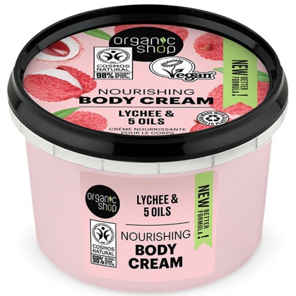 NATURA SIBERICA Organic Shop Θρεπτική Κρέμα Σώματος Λίτσι & 5 Έλαια 250ml