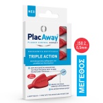PLAC AWAY Μεσοδόντιο Βουρτσάκι Triple Action 0.5mm, ISO 2, Κόκκινο, 6 Τεμάχια
