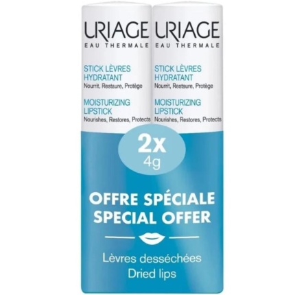 Uriage Eau Thermale Moisturizing Lipstick Ενυδατικό και Επανορθωτικό Στικ Χειλιών 2x4g 1+1 Δώρο